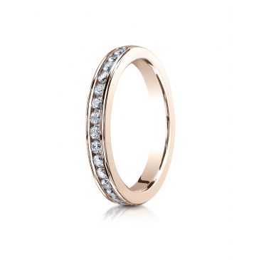 14k ROSE GOLD 3mm High Polished Channel Set 16-Stone Diamond Ring (.32ct)