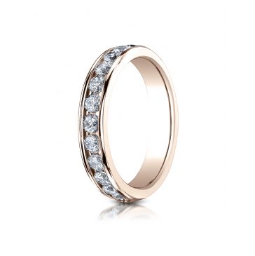 14k ROSE GOLD 4mm High Polished Channel Set 12-Stone Diamond Ring (.72ct)