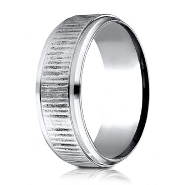 Cobaltchrome 8 mm Comfort Fit Horizonal Bark Pattern Design Ring