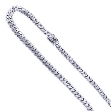 5.6mm Iced Out 14K White Gold Miami Cuban Link Curb Chain