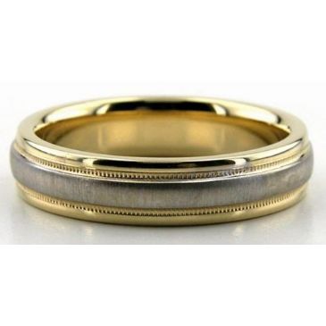 14K Gold Two Tone Milgrain 5mm Comfort Fit Wedding Bands 211