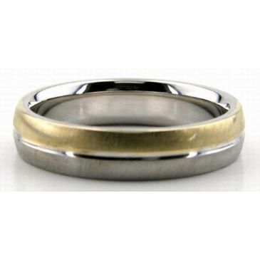 14K Gold Two Tone 5mm Wedding Bands Rings Comfort Fit 221