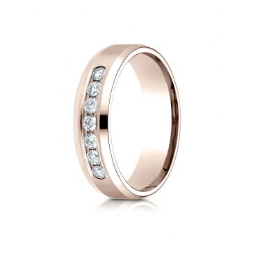 14k Rose Gold 6mm Comfort-Fit Channel Set 7-Stone Diamond  Ring (.42ct)