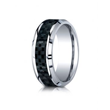 Cobaltchrome 8mm Comfort-Fit Carbon Fiber Inlay Design Ring
