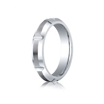 Cobaltchrome 5mm Comfort-Fit Satin-Finished High Polished Grooves & Beveled Edge Design Ring