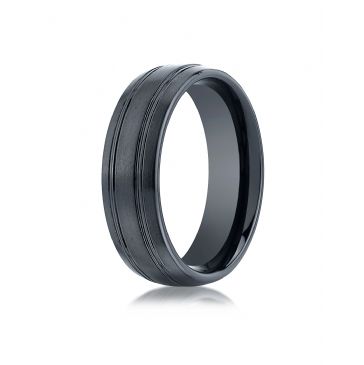 Ceramic 7mm Comfort-Fit Satin-Finished Design Ring