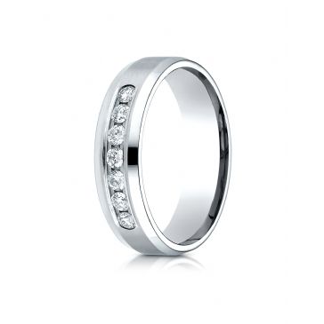 18K White Gold 6mm Comfort-Fit Channel Set 7-Stone Diamond  Ring (.42ct)