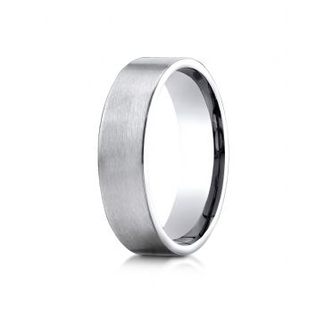18k White Gold 6mm Comfort-Fit Satin-Finished Carved Design Band