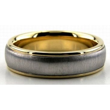 14K Gold Traditional Two Tone 6mm Wedding Rings Comfort Fit 210