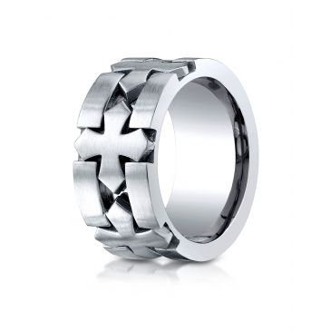 Cobaltchrome 10mm Comfort-Fit Satin-Finished Celtic Cross Design Ring