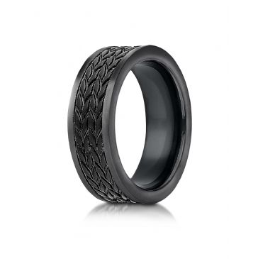 Blackened Cobaltchrome 8 mm Comfort Fit Ring with treaded pattern