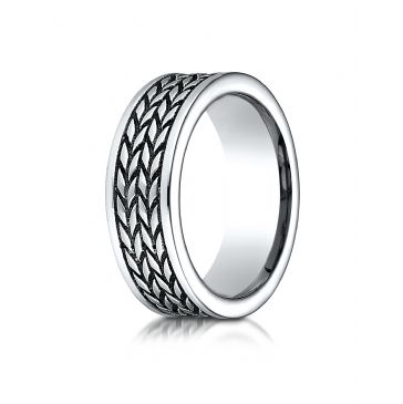 Cobaltchrome 8 mm Comfort Fit Ring with treaded pattern