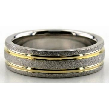 14K Gold Two Tone 6mm Double Shiny Channel Wedding Ring 207