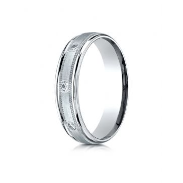 Platinum 4mm Comfort-Fit burnish Set 8-Stone Diamond Eternity Ring with Milgrain (.16ct)