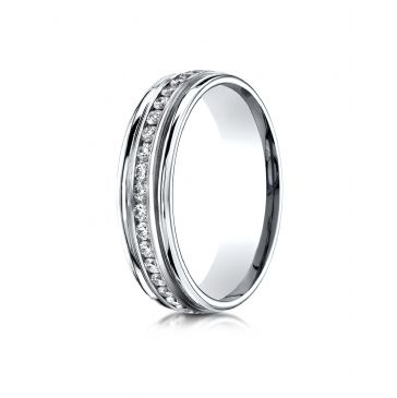 18k White Gold 6mm Comfort-Fit Channel Set  Diamond Eternity Ring.