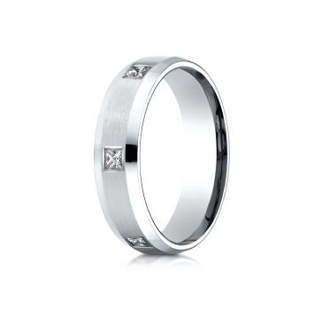14k White Gold 6mm ComfortFit Princess Cut Burnish Set 6-Stone Eternity Ring (0.60)ctw