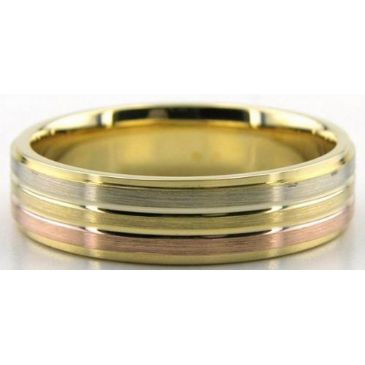 14K Tri Color Rose, Yellow, and White Gold 6mm Wedding Bands 232