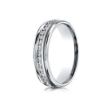 14k White Gold 6mm Comfort-Fit Channel Set  Diamond Eternity Ring.