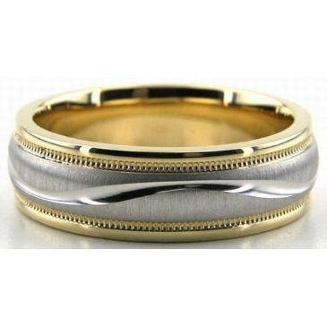 14K Gold Two Tone 6.5mm S Diamond Cut Wedding Bands 233