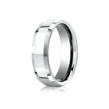 18k White Gold 6mm Comfort-Fit High Polished Carved Design Band
