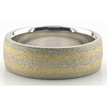 14K Gold Two Tone 7mm Double Gradient Wedding Bands 214