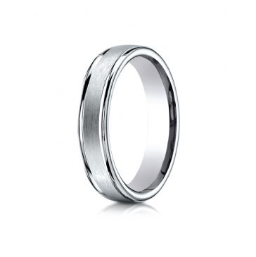 Palladium 4mm Comfort-Fit Satin-Finished High Polished Round Edge Carved Design Band