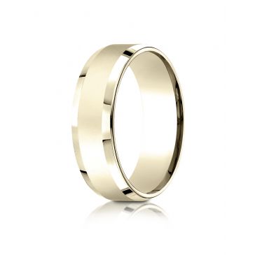 10k Yellow Gold 7mm Comfort-Fit High Polished Carved Design Band