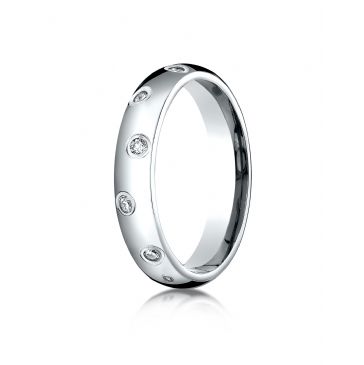 Platinum 4mm Comfort-Fit Burnish Set 12-Stone Diamond Eternity Ring (.24ct)
