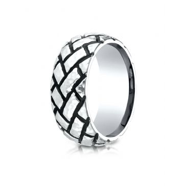 Cobaltchrome 9mm Comfort Fit Ring with Blackened Tread Pattern