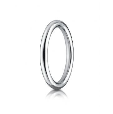 14k White Gold 2.5mm Comfort-Fit High Polished Round Carved Design Band