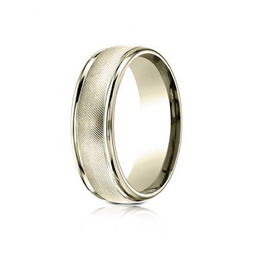 10 Karat Yellow Gold 7mm Comfort-Fit Florentine Center High Polish Round Edge Design Band