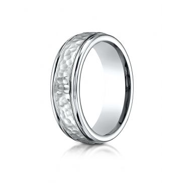 Cobaltchrome 7mm Comfort-Fit Hammered-Finished Design Ring