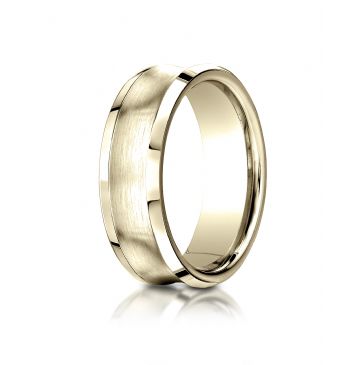 18k Yellow Gold 7.5mm Comfort-Fit Satin-Finished Concave beveled edge  Design Band