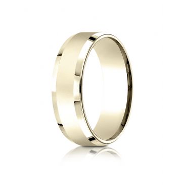 18k Yellow Gold 7mm Comfort-Fit High Polished Carved Design Band