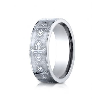 Cobaltchrome 7mm Comfort-Fit Cross Design Ring