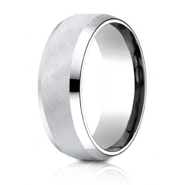 Cobaltchrome 8mm Comfort-Fit Beveled Edge Diagonal Satin Finish Design Ring