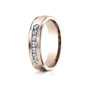 14k Rose Gold 6mm Comfort-Fit Channel Set 7-Stone Diamond Eternity Ring (.42ct)