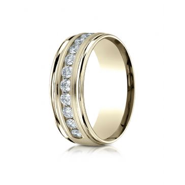 18K Yellow Gold 8mm Comfort-Fit Channel Set 12-Stone Diamond Eternity Ring (.96ct)