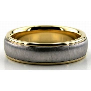 18K Gold Traditional Two Tone 6mm Wedding Rings Comfort Fit 210