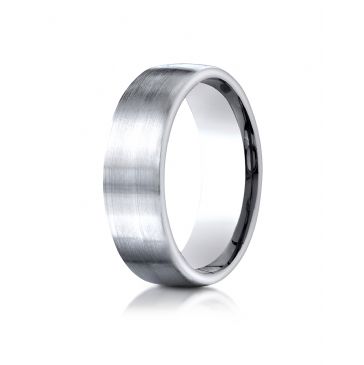 18kWhite Gold 7.5mm Comfort-Fit  Satin Finish Design Band