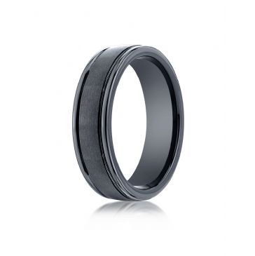 Ceramic 6mm Comfort-Fit Satin-Finished Round Edge Design Ring