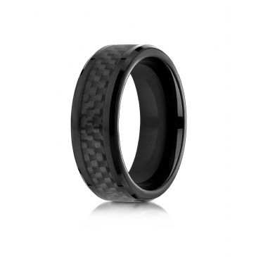 Cobaltchrome 8mm Comfort Fit Ring with Black carbon fiber Inlay