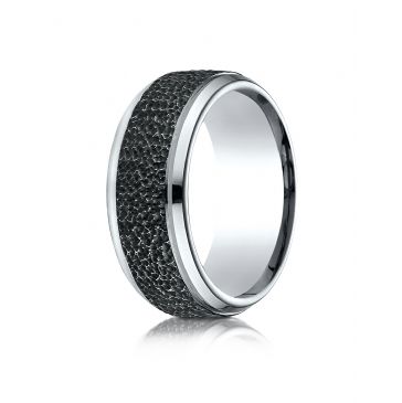 Cobaltchrome 8mm Comfort Fit Ring with Blackcarbon fiber Inlay