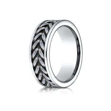 Cobaltchrome 8mm Comfort Fit Ring with zippered pattern center