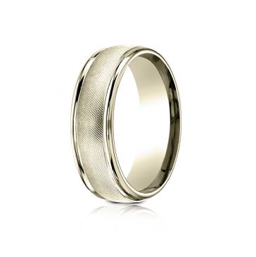18 Karat Yellow Gold 7mm Comfort-Fit Florentine Center High Polish Round Edge Design Band
