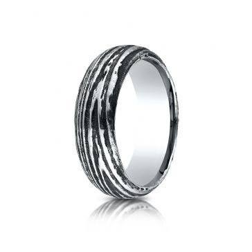 Cobaltchrome 7mm Comfort Fit Tree Bark Patterned Ring