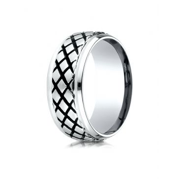 Cobaltchrome  9mm Comfort Fit Blackened Cross Hatch Ring