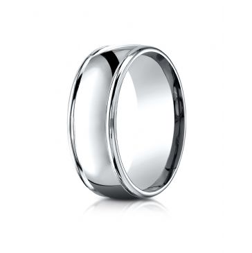 10k White Gold 8mm Comfort-Fit  high polish finish round edge Design band