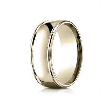 10k Yellow Gold 8mm Comfort-Fit  high polish finish round edge Design band