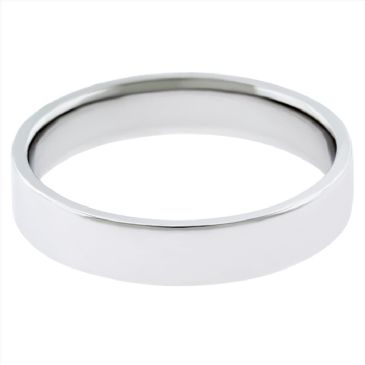 14k White Gold 3mm Flat Wedding Band Medium Weight